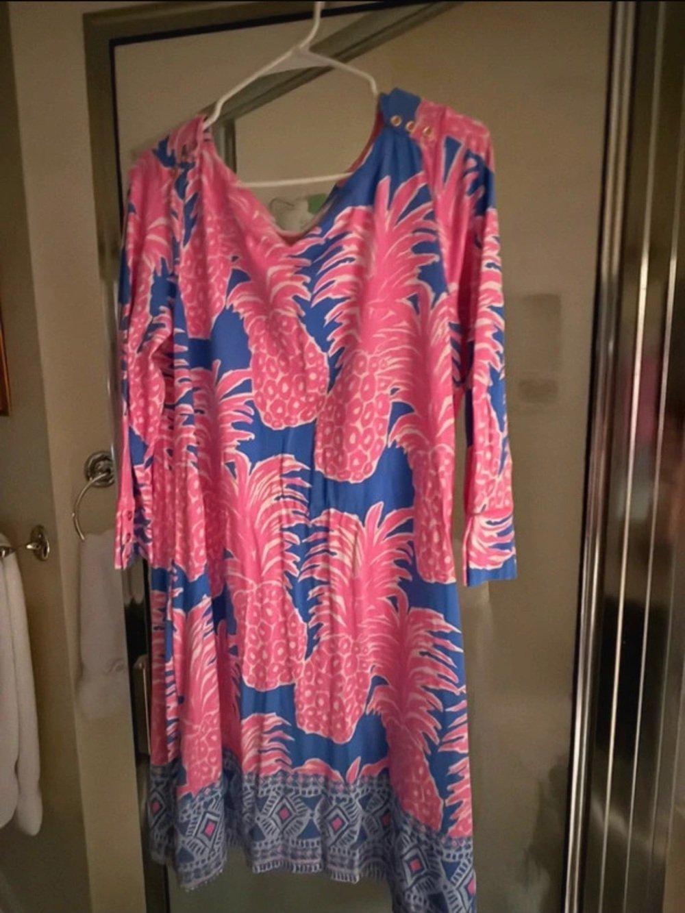 Lilly Pulitzer Pink & Blue Pineapple Print Dress XL